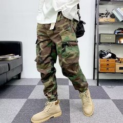 迷彩ズボン男アメリカレトロカジュアルごろつきハンサム多ポケットアウトドア工装ズボン男ゆるい耐摩耗性ハロン足首ズボン