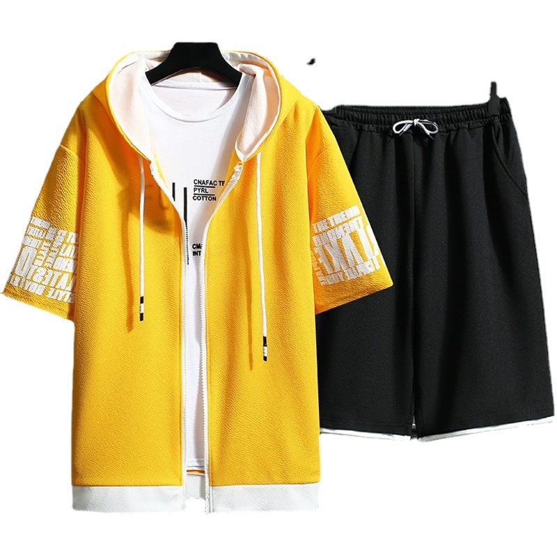 Cardigan suéter traje de los hombres 2022 nuevo estilo de Hong Kong más tamaño suelta con capucha Casual Ant cloth ocio deportes traje