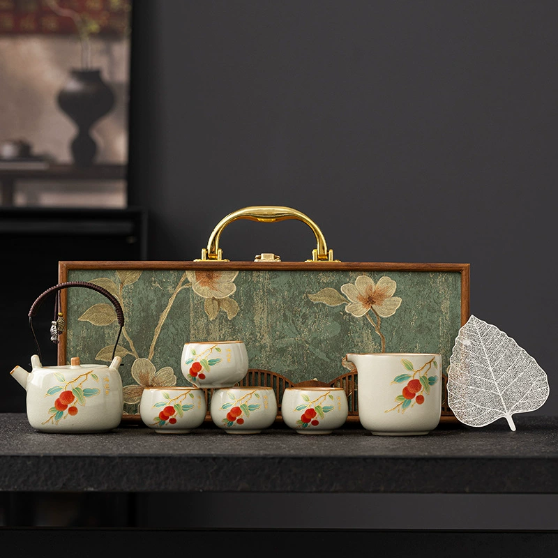 Tea set, gift box, retro teapot, ceramic tea cup, Chinese style
