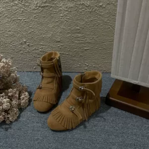 Martens демисезонные ретро детские замшевые короткие сапоги в корейском стиле регулируемый ремешок стиль «принцесса»