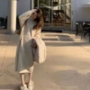 Fashionable sweatshirt, fleece dress, trousers