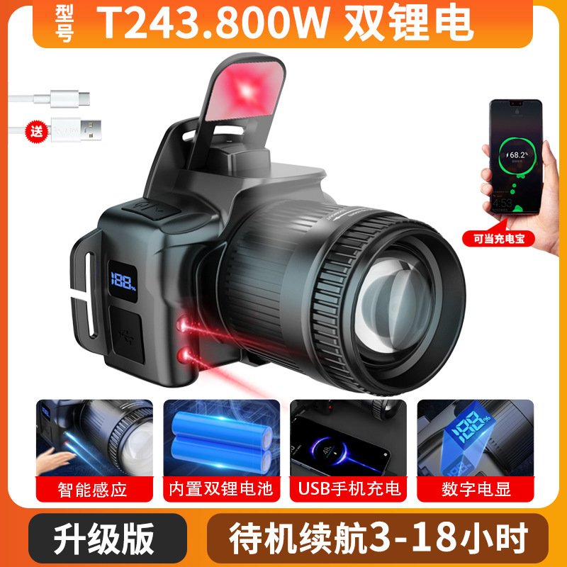 Nueva cámara de luz alta iluminación de luz inductiva del usuario de iluminación remota del hogar iluminación de cabeza pesca de noche pesca de noche