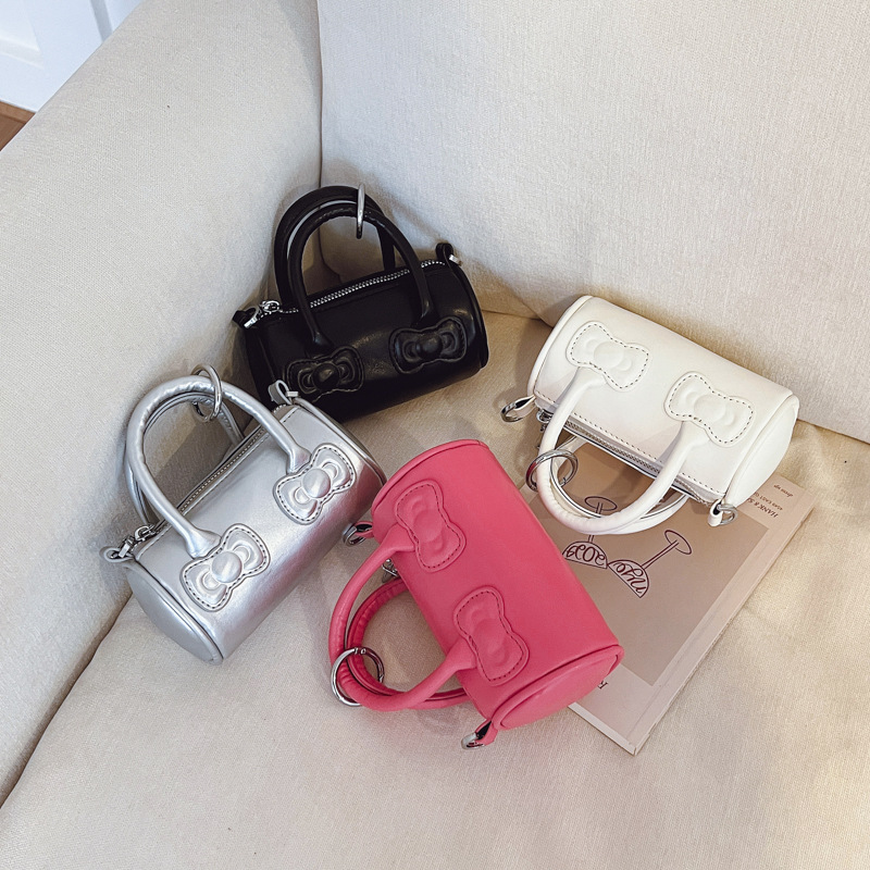 Nuevo niño bolsas de cubo de mano lindas bolsas de hombro para niñas de color sólido mini bolsas de almohada para niños y niñas