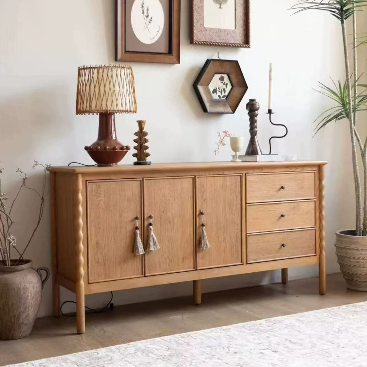 Medieval Style Solid Wood Sideboard Entrance Wall Entrance Corridor Partition Cabinet Weathered Solid Wood Simple Buddha Cabinet Supply Table Cabinet