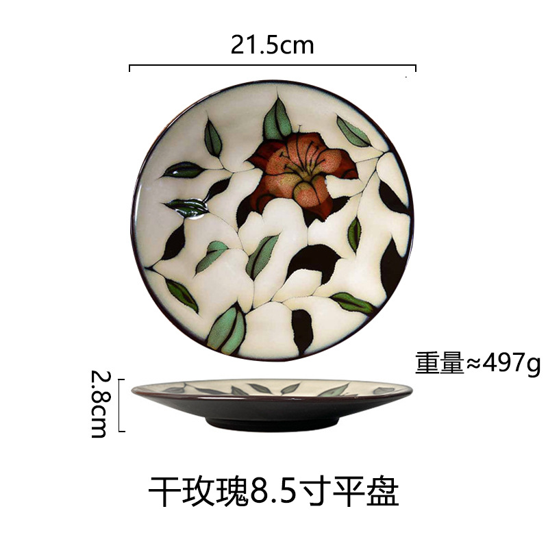 Horno creativo, plato de comida occidental esmaltado, plato de carne, plato de verduras para el hogar, plato de cerámica, plato de pasta de color esmaltado, plato de desayuno al por mayor