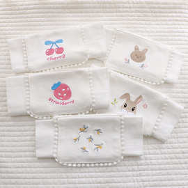 卡通婴儿吸汗巾全棉儿童隔汗巾透气棉纱幼儿园夏季刺绣垫背神器