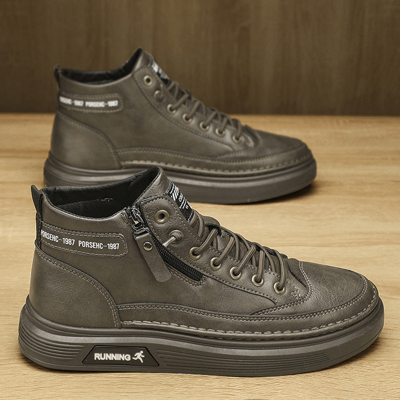 Zapatos casuales de estilo inglés de primavera para hombres, zapatos casuales comerciales de color sólido, nuevos zapatos de skate elásticos