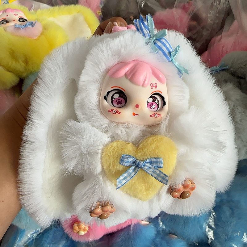 18cm 스위트 토끼 봉제인형 키링 비닐 페이스 가방 장식 인형