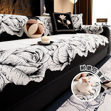 中古风沙发垫2024新款皮沙发专用沙发坐垫一片式直排防滑沙发盖布