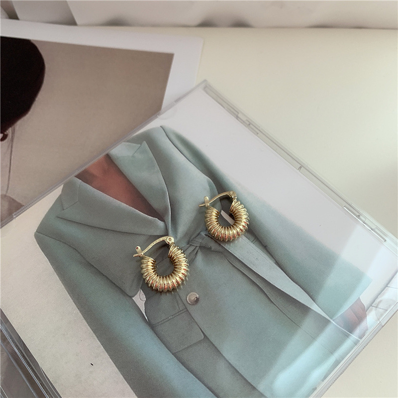 Korean Metal Threaded Earrings display picture 7