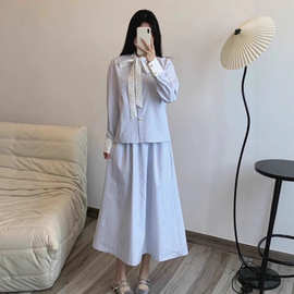 学院风条纹衬衫连衣裙女初秋2025新款夏季小个子韩系收腰polo短裙