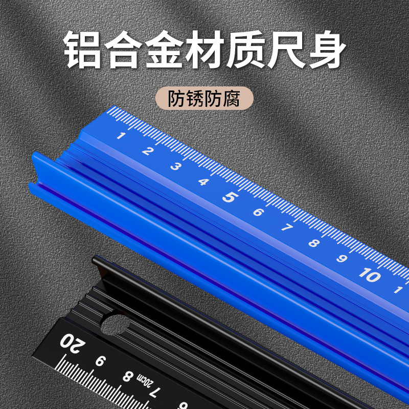 Source manufacturer wholesale aluminum alloy ruler advertising cutting cutting protective ruler thickened drawing art ruler guide ruler
