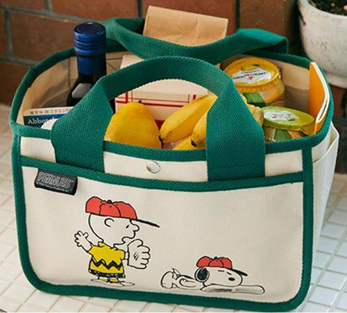 Japanese appendix magazine printed handbag canvas Snoopy finishing multi-functional bag cartoon large capacity