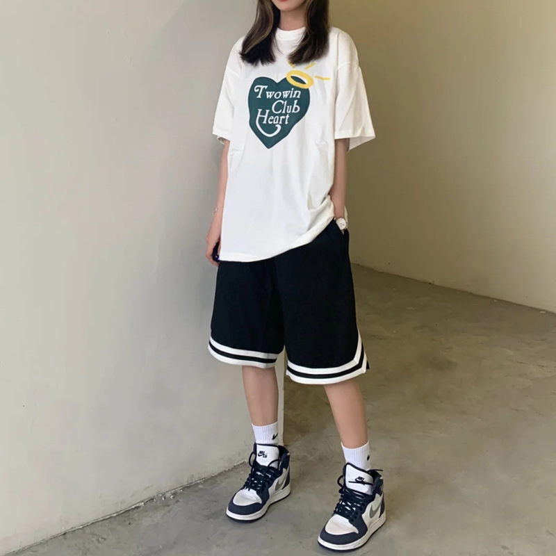 American-style Street Shorts Women's Summer Loose Korean-style All-match Straight-leg Sports Mid-length Pants Off-top Casual Pants ins Trendy American-style Street Shorts Women's Summer Loose Korean-style All-match Straight-leg Sports Mid-length Pants Off-top Casual Pants ins Trendy