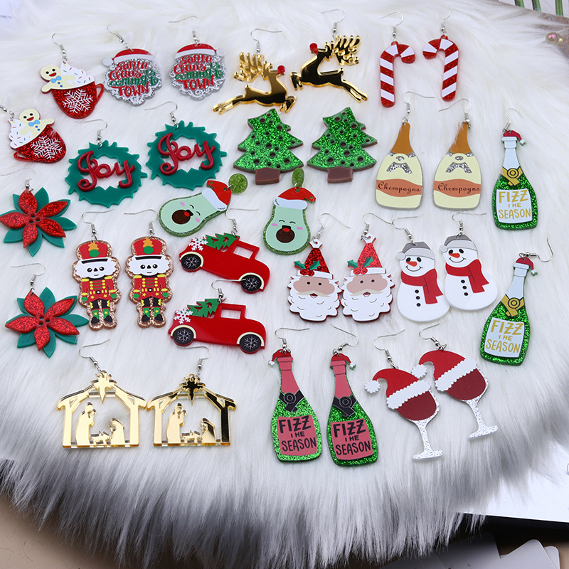 Simple Style Christmas Tree Santa Claus Arylic Stoving Varnish Women's Earrings 1 Pair display picture 24