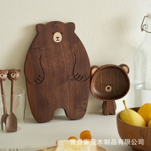 创意小熊造型木质托盘水果面包砧板下午茶点饮品蛋糕摆盘摄影道具