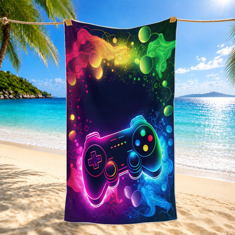 Cross-Border E-Sports Neon Style Game Controller Beach Towel Microfiber Game Game Room Seaside Vacation Bath Towel