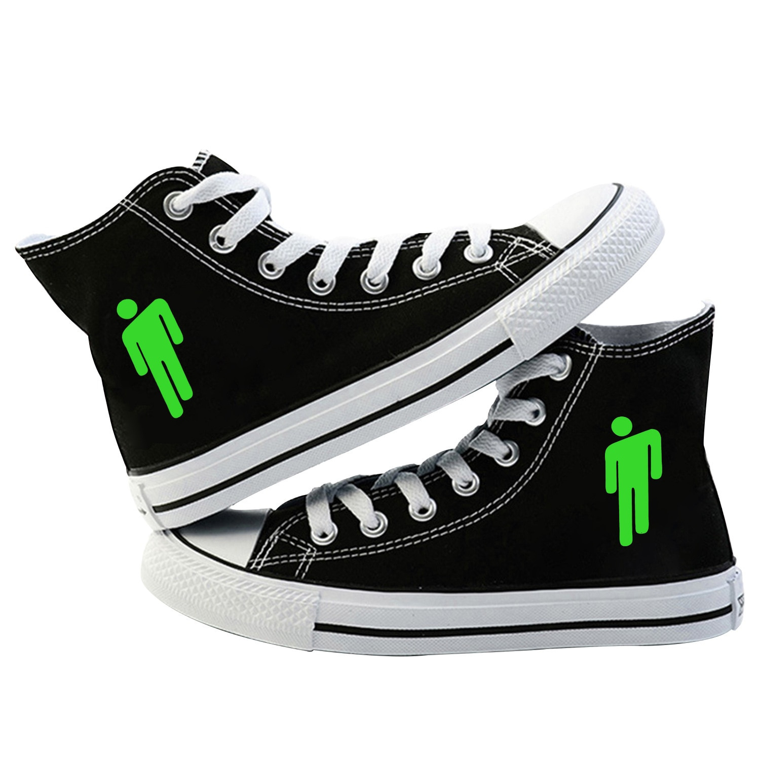 跨境欧美Billie Eilish周边鞋子青少年高帮帆布鞋舒适平底鞋板鞋