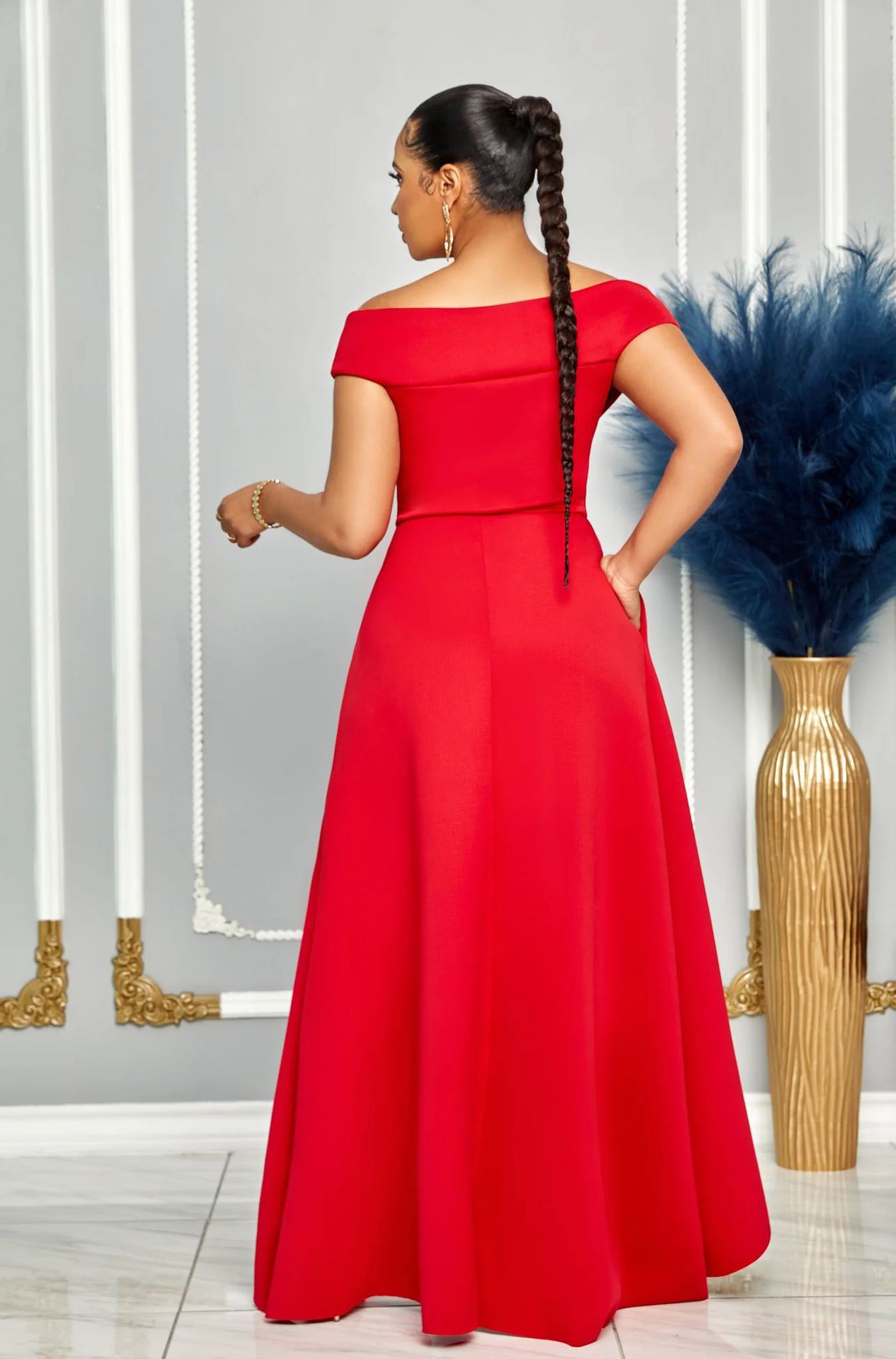 Women's Sexy Slim Fit One Shoulder Sleeveless Large Skirt Dress Solid Color_ecoleips.com