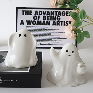 ∝ New Creative Halloween Cute Ghost Ornaments Ceramic Desktop Decoration Props Cross-border Desktop Platform Craft