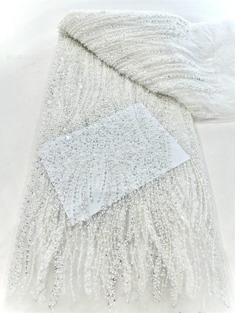 Comercio exterior transfronterizo spot tela de bordado con cuentas de espuma tela de bordado con tubo de cuentas vestido de novia de alta calidad tela de vestido de noche image 8