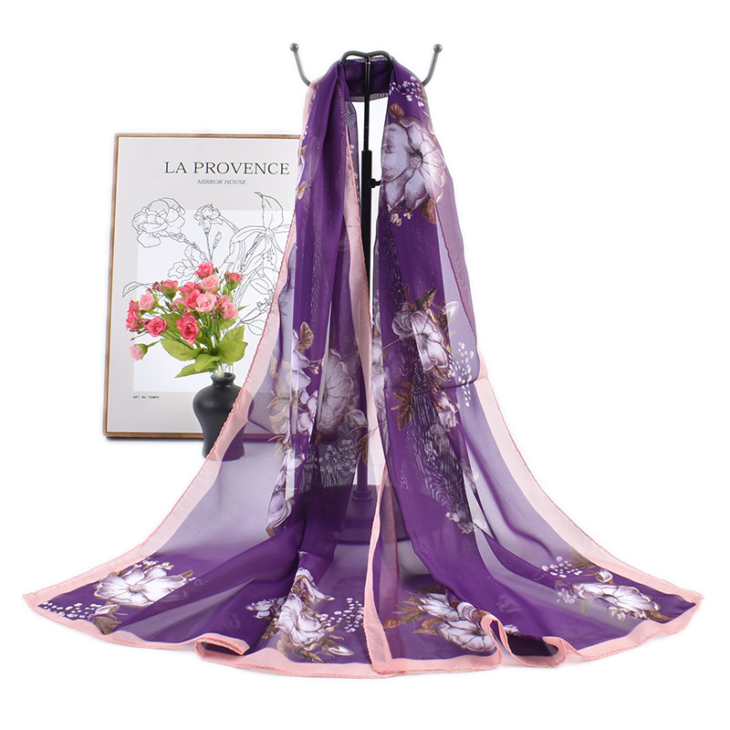 Summer thin elegant shiffon breathable scarf