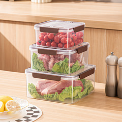 Rectangular thickened plastic food freshness box Kitchen microwave refrigeration with lid Commercial seal four-buckle storage box small