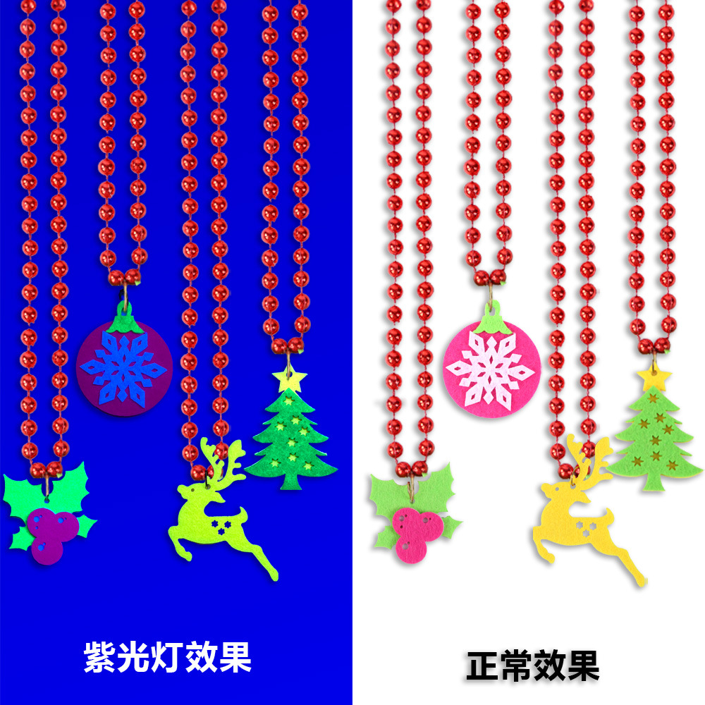 Collar decorativo fluorescente de Navidad, fiesta festiva para niños, accesorios fotográficos, colgante de copo de nieve de alce navideño