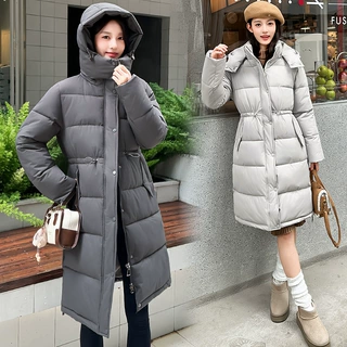 俄罗斯外贸加厚冬中长款过膝棉服女韩版加厚连帽简约面包服冬季外