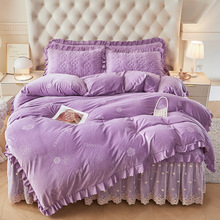 2024新款宝宝绒高克重床裙四件套牛奶绒四件套