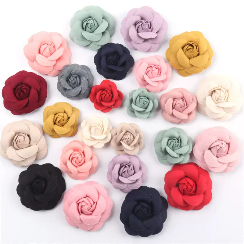 布艺定型小香风山茶花朵diy发饰发夹饰品配件胸花配件半成品批发