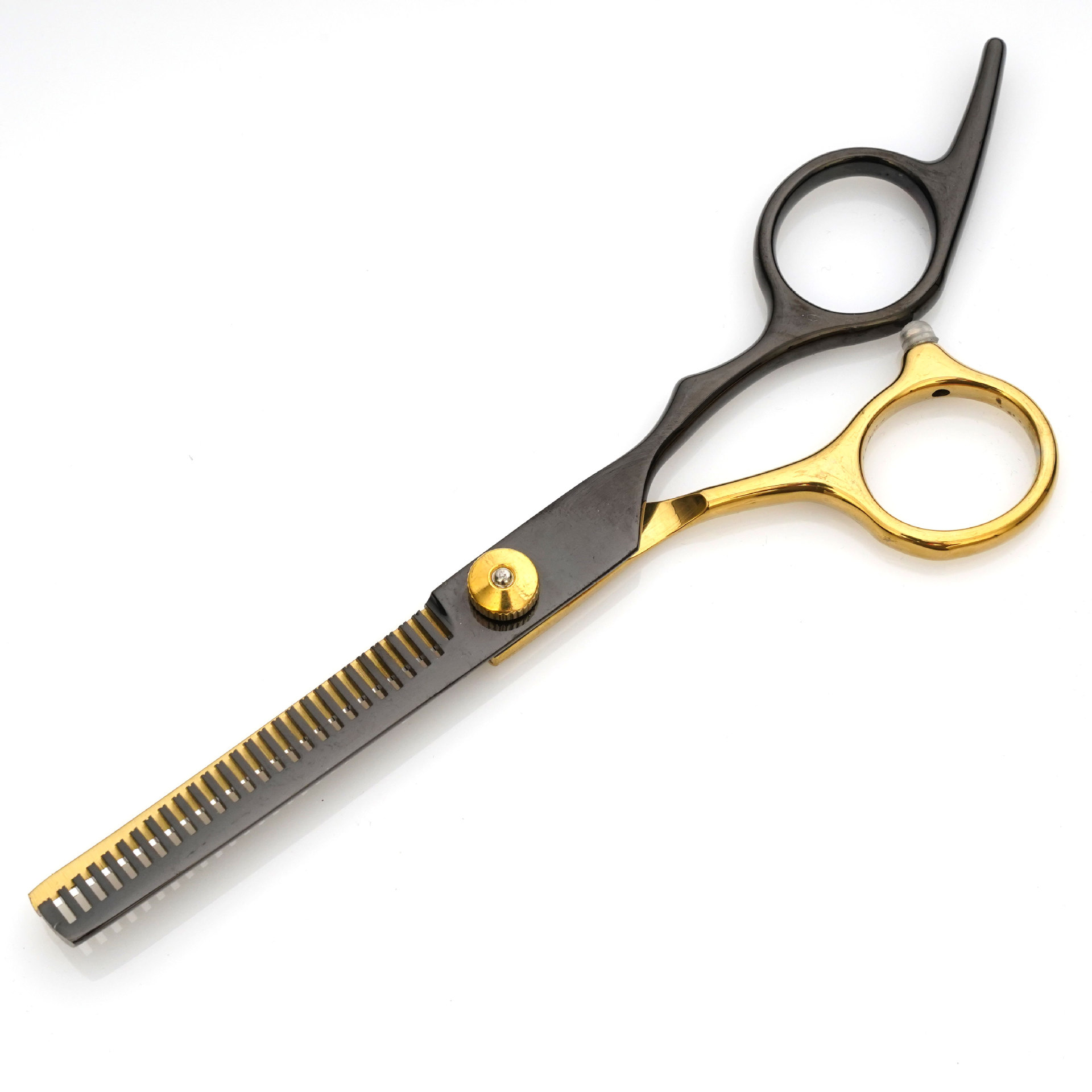 Tijeras de peluquería de acero inoxidable, juego de tijeras de peluquería de oro negro de 6 pulgadas, tijeras planas, tijeras de adelgazamiento, tijeras de corte