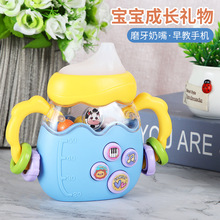 音乐早教跨境早教益智婴儿玩具宝宝硅胶奶瓶摇铃宝宝抓握啃咬