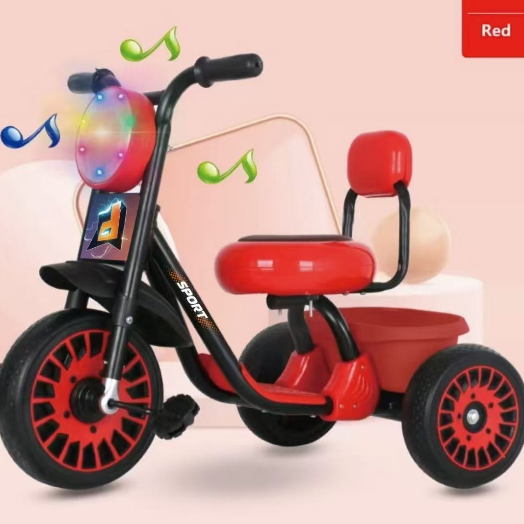 2025 New Model Children's Large Tricycle with Lights and Music for 1-3-6 Year Old Babies Star Tricycle