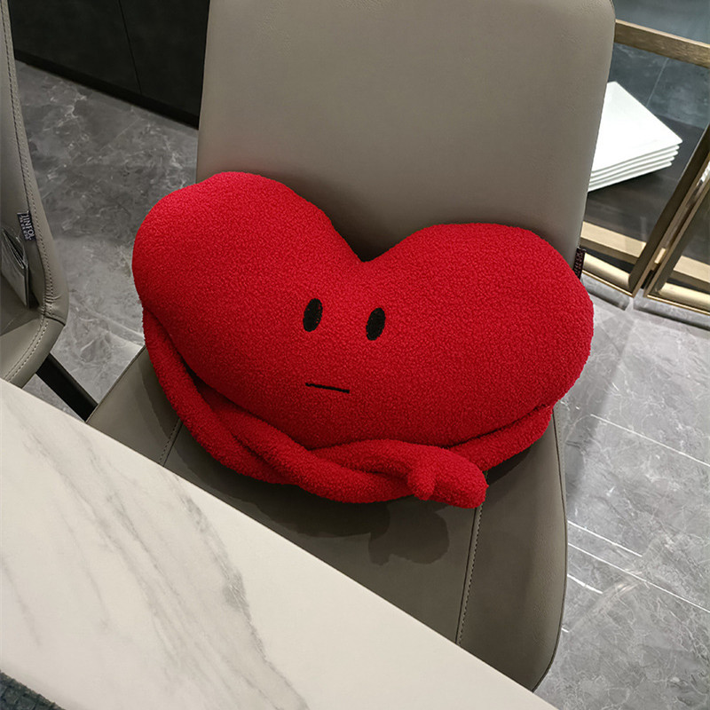 ins sofa cute red heart-shaped pillow bedroom bedside living room niche plush wedding cushion decoration for women