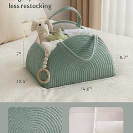 婴儿尿布手提包棉绳尿布篮新生儿淋浴收纳筐迎婴派对礼物编织篮