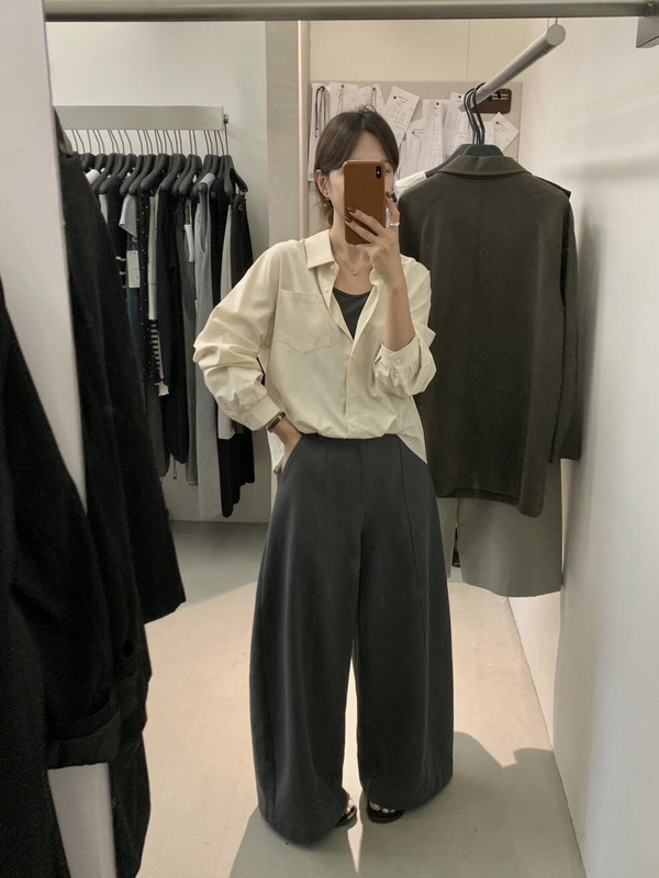 【MISS密思家】撞色背心简约气质休闲下摆褶皱假两件衬衫89027|undefined
