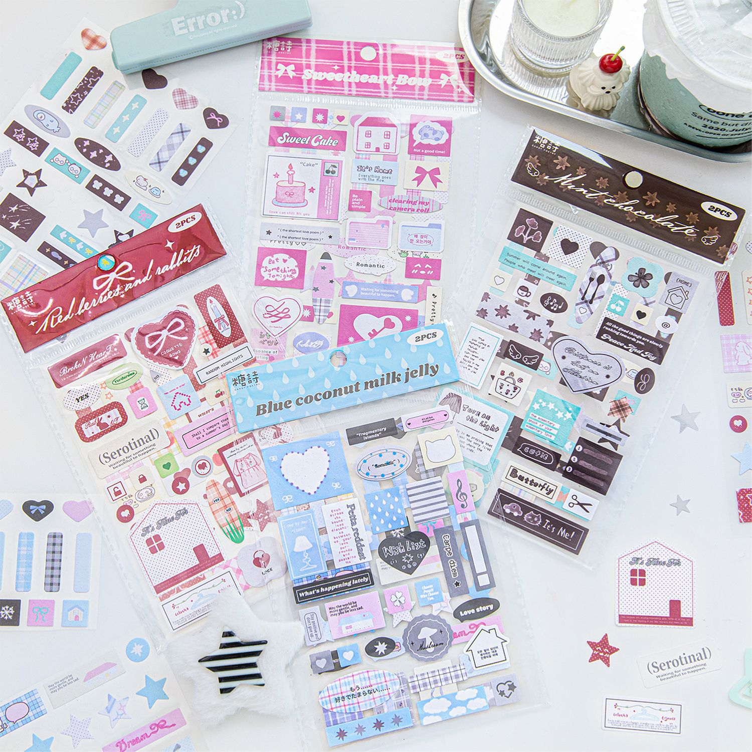 Pegatinas decorativas de papel especial de Sugar Poetry Serie de prueba de corazón Carpas de mano estilo ins coreanas Pegatinas decorativas de tarjetas de bricolaje