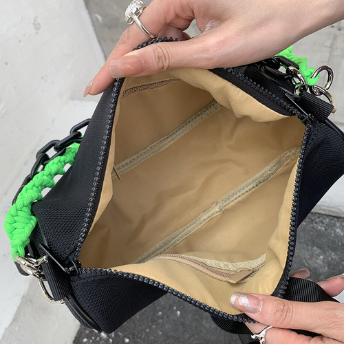 乔戈夏季马卡龙包包女时尚网格链条单肩大包简约大容量斜挎健身包