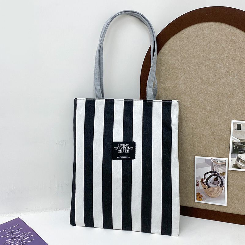 2024 Cross-Border Handbag Women's Shoulder Bag Striped Crossbody Bag Handbag Student Tutoring Bag Small Square Bag Portable