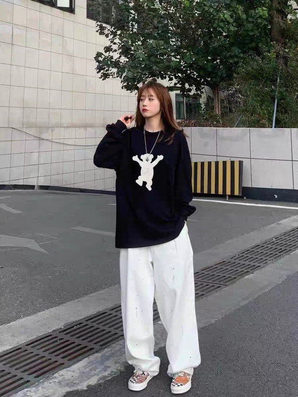跨境爆款WE11立体印花小熊休闲宽松情侣T恤男女同款卫衣外贸批发|undefined