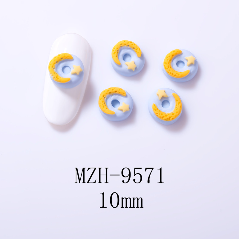 4g Weight Nail Decoration Accessories Nail Supplies 10 PCS/Package Quantity Resin Material Cartoon, Star, Moon Pattern Cute, Sweet Style Cute Sweet Cartoon Star Moon Resin Nail Decoration Accessories 10 PCS/Package 无