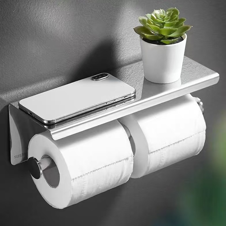 Acero inoxidable dorado pared de papel higiénico estante de papel higiénico hardware inodoro estante de papel de papel negro