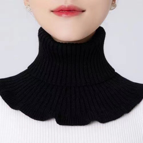 秋冬季成人脖套保暖护颈椎围脖女士高领针织假领子毛线装饰防风