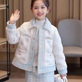 女童小香风棉衣外套2025新款洋气儿童网红棉服中大童保暖棉袄上衣