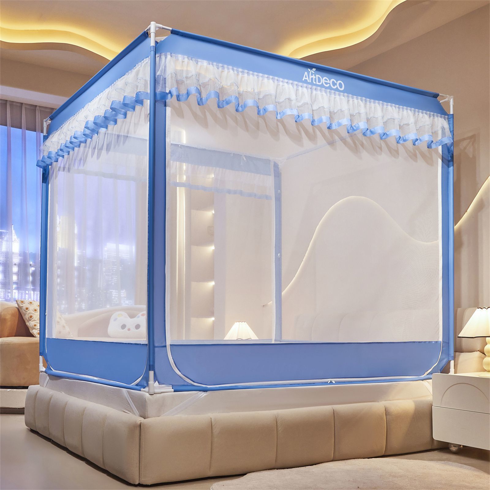 Mosquito Net 2025 New Model for Home Bedroom 1.8m Bed Baby Yurt Three-Door Encryption Children's Bracket Anti-Fall