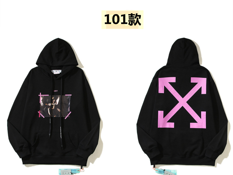 Marca de moda offwhite graffiti religioso pintura al óleo impresión de flecha hombre y mujer suelta OW pareja alta calle hoodie abrigo
