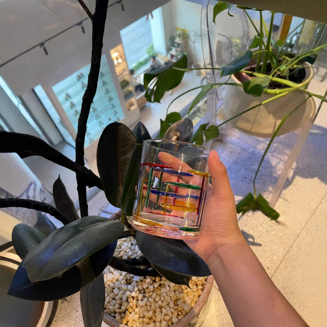 Painted summer rainbow water glass