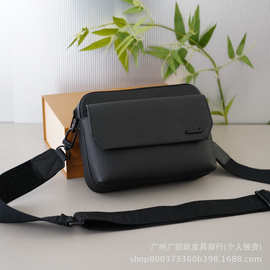 L驴男士黑色牛皮商务通勤邮差包单肩斜挎包高品质图片实拍