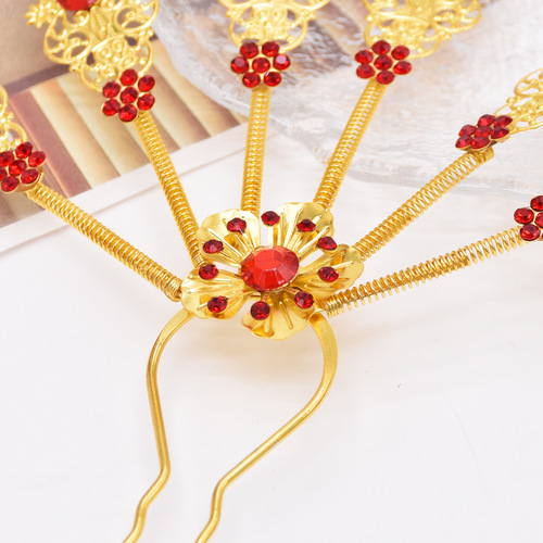 New Dai style hairpin peacock leaf hairpin alloy diamond-encrusted Thai ethnic style leaf hairpin accessories for women